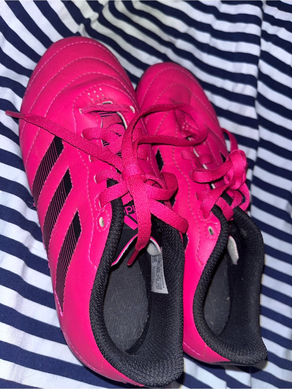 adidas Hot Pink and Black Kids Lace-Up Sneakers